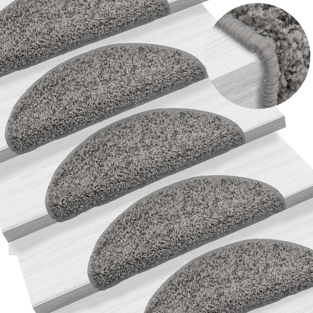 vidaXL Stair Mats 15 pcs. 56x17x3 cm Grey Semi-circular