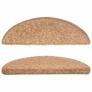 vidaXL Stair Mats 15 pcs. 56x17x3 cm Beige Half Round