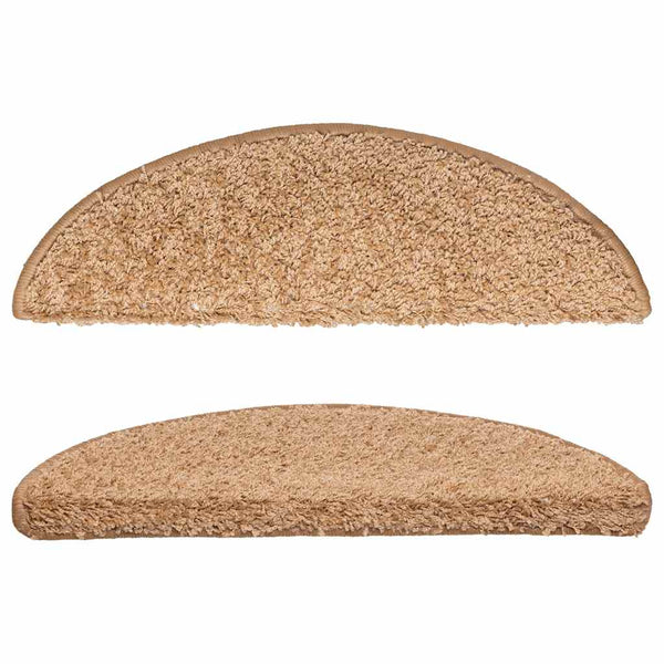 vidaXL Stair Mats 15 pcs. 56x17x3 cm Beige Half Round