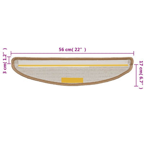 vidaXL Stair Mats 15 pcs. 56x17x3 cm Beige Half Round