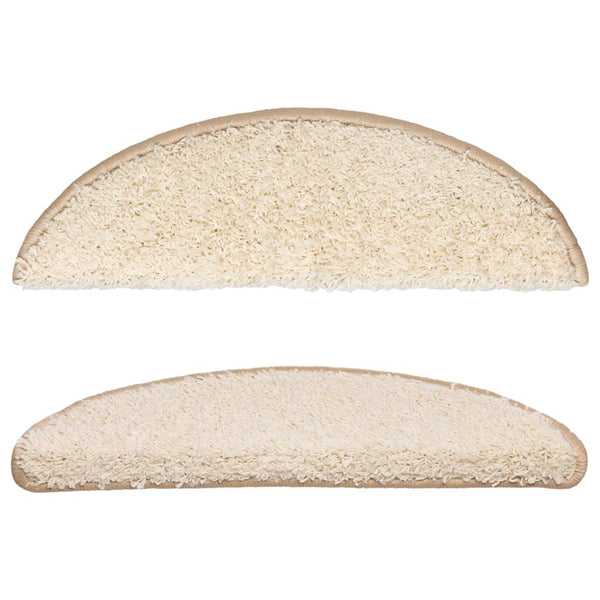 vidaXL Stair Mats 15 pcs. 56x17x3 cm Cream Half Round