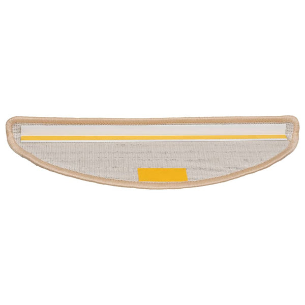 vidaXL Stair Mats 15 pcs. 56x17x3 cm Cream Half Round