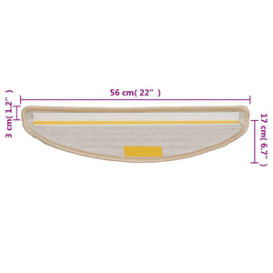 vidaXL Stair Mats 15 pcs. 56x17x3 cm Cream Half Round
