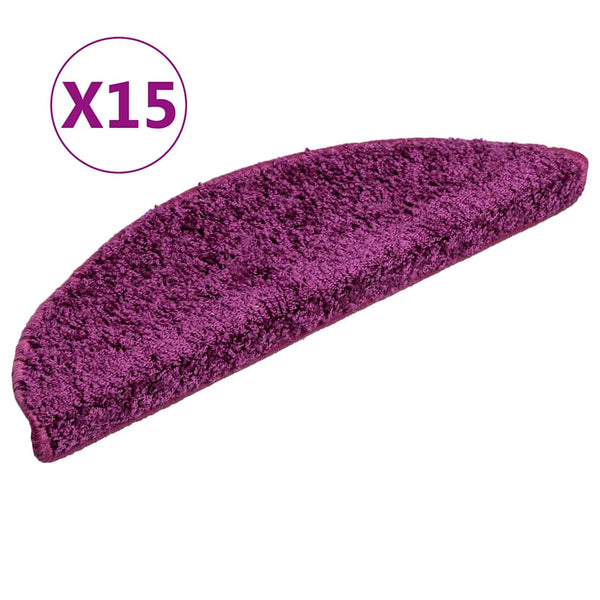 vidaXL Stair Mats 15 pcs. 56x17x3 cm Violet Half-Round