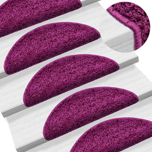 vidaXL Stair Mats 15 pcs. 56x17x3 cm Violet Half-Round
