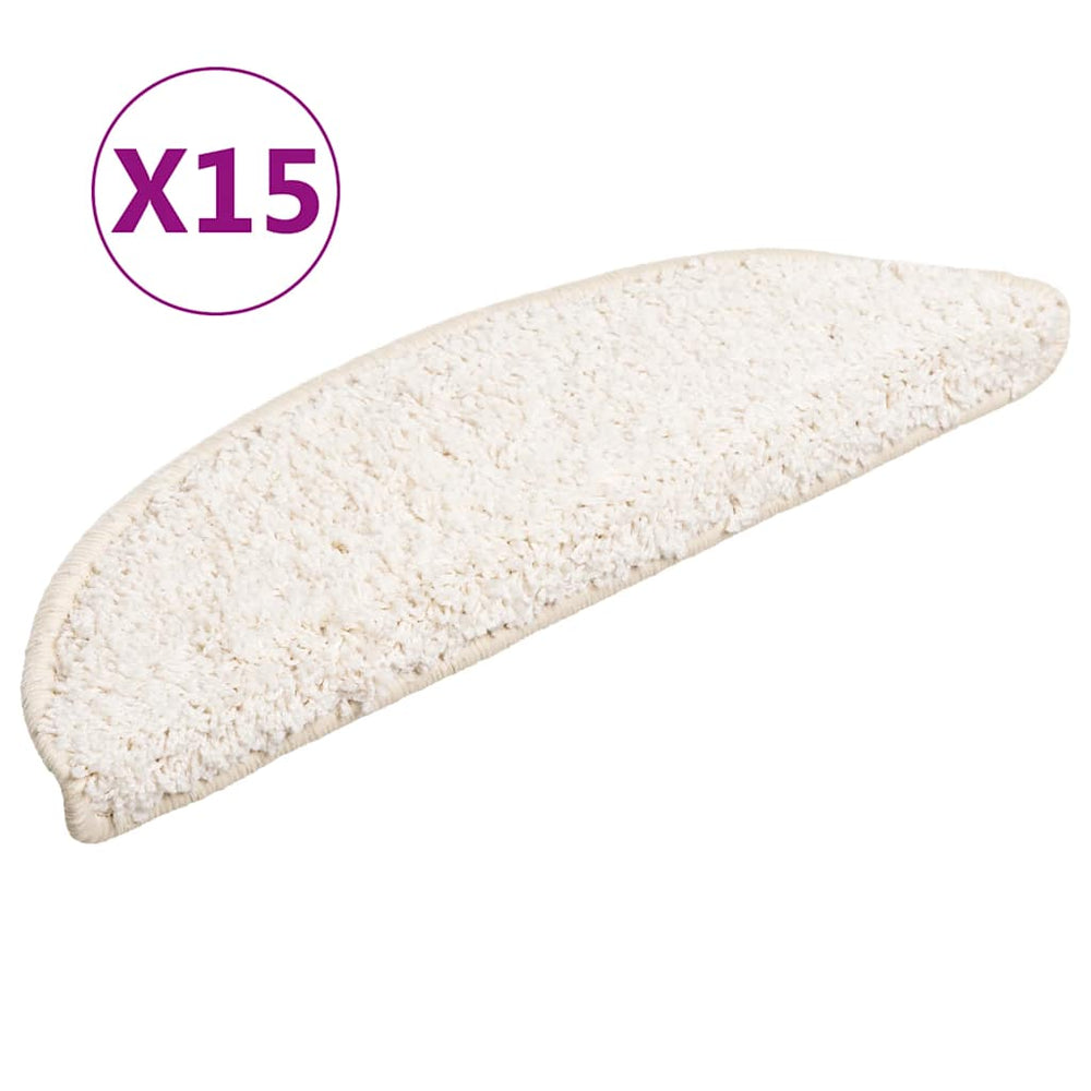 vidaXL Stair Mats 15 pcs. 56x17x3 cm White Semicircular
