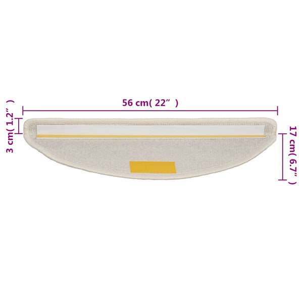 vidaXL Stair Mats 15 pcs. 56x17x3 cm White Semicircular