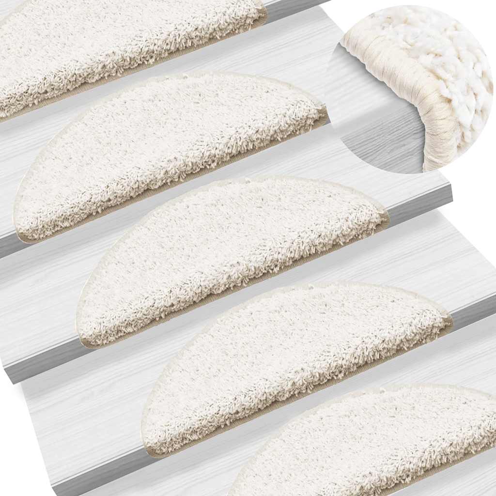 vidaXL Stair Mats 15 pcs. 56x17x3 cm White Semicircular