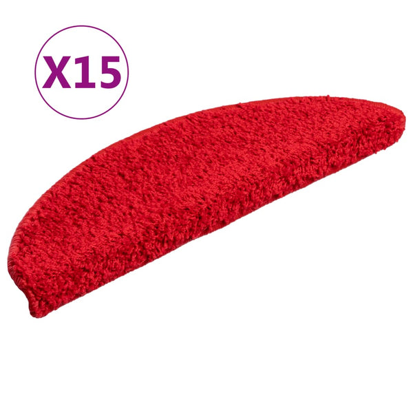 vidaXL Step Mats 15 pcs. 56x17x3 cm Red Half Round