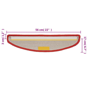 vidaXL Step Mats 15 pcs. 56x17x3 cm Red Half Round