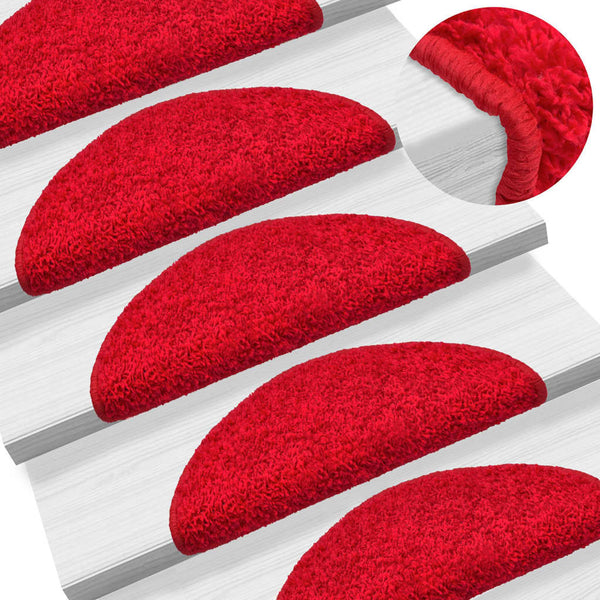 vidaXL Step Mats 15 pcs. 56x17x3 cm Red Half Round