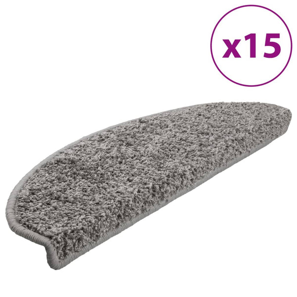vidaXL Stair Mats 15 pcs. 65x21x4 cm Grey Semicircle Large
