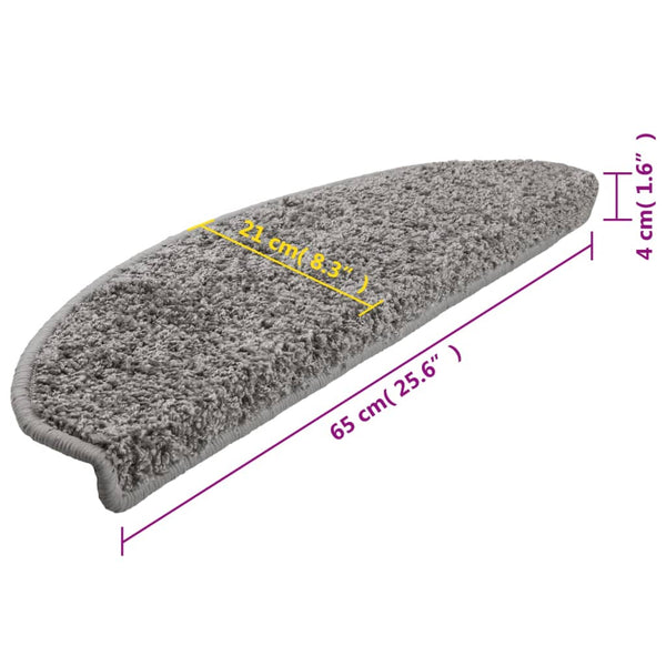 vidaXL Stair Mats 15 pcs. 65x21x4 cm Grey Semicircle Large
