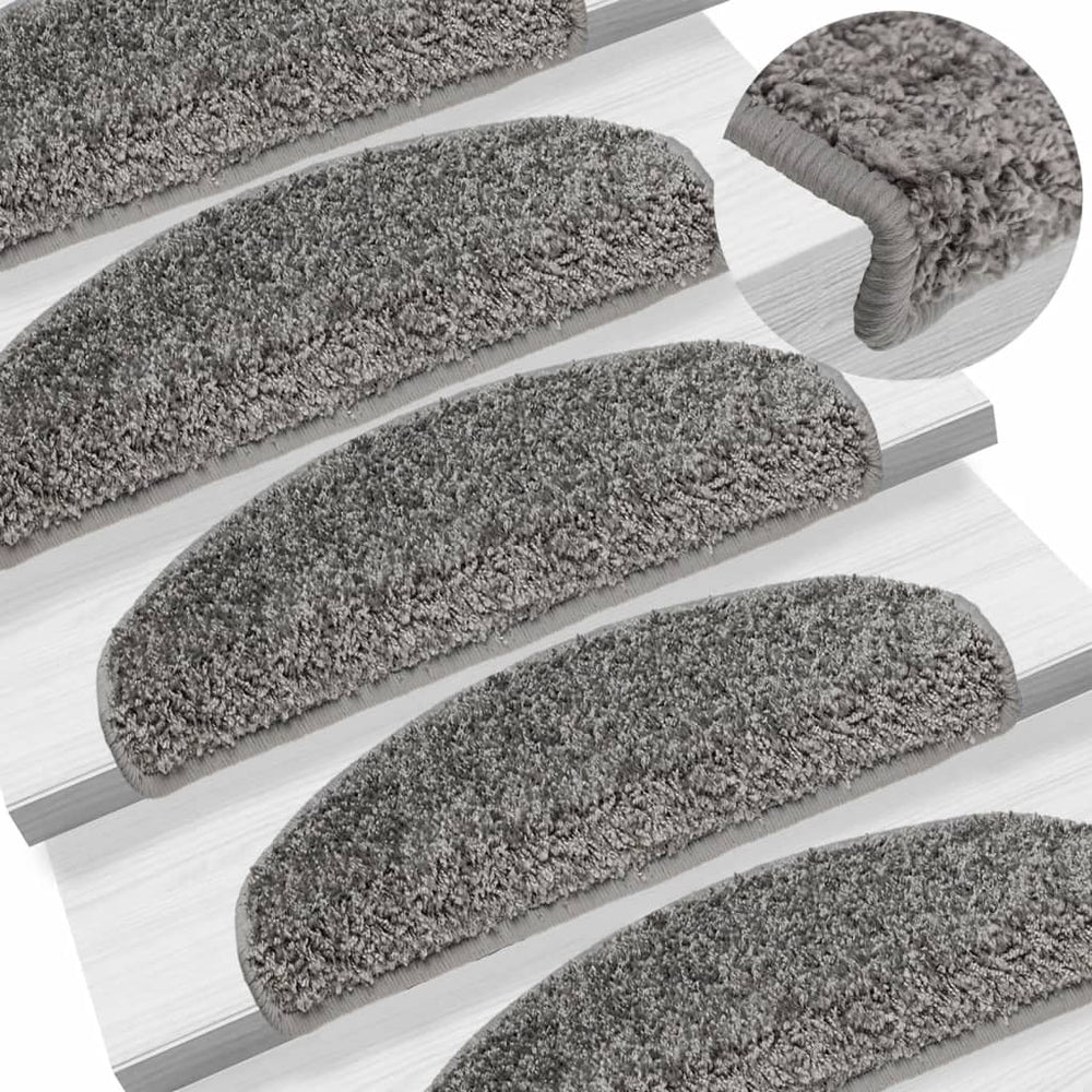 vidaXL Stair Mats 15 pcs. 65x21x4 cm Grey Semicircle Large