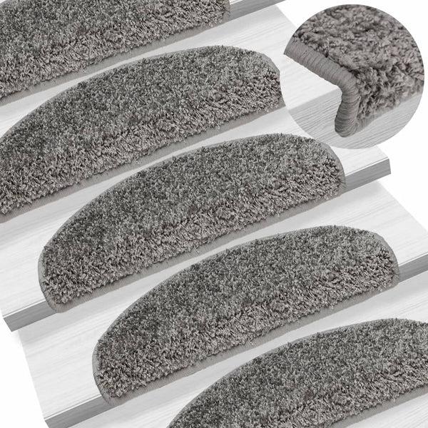 vidaXL Stair Mats 15 pcs. 65x21x4 cm Grey Semicircle Large