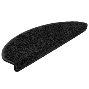 vidaXL Stair Mats 15 pcs. 65x21x4 cm Black Semi-Circular Large