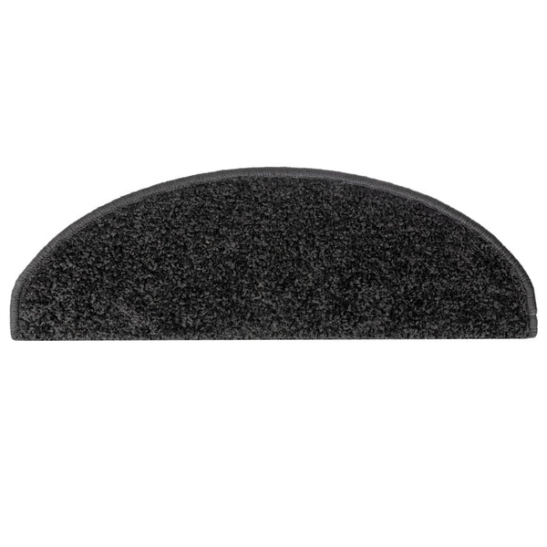 vidaXL Stair Mats 15 pcs. 65x21x4 cm Black Semi-Circular Large