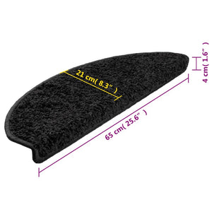 vidaXL Stair Mats 15 pcs. 65x21x4 cm Black Semi-Circular Large