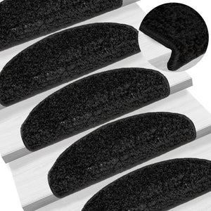 vidaXL Stair Mats 15 pcs. 65x21x4 cm Black Semi-Circular Large
