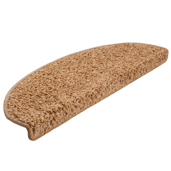 vidaXL Stair Mats 15 pcs. 65x21x4 cm Beige Semi-Circular Large