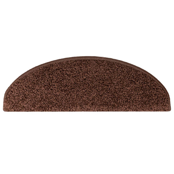 vidaXL Stair Mats 15 pcs. 65x21x4 cm Brown Half-Round Large