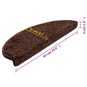 vidaXL Stair Mats 15 pcs. 65x21x4 cm Brown Half-Round Large