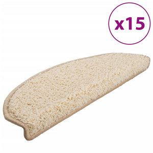 vidaXL Stair Mats 15 pcs. 65x21x4 cm Cream Semi-circular Large