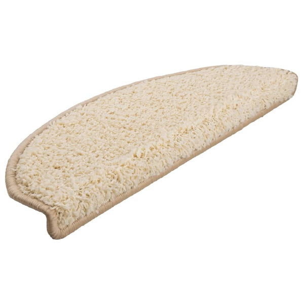 vidaXL Stair Mats 15 pcs. 65x21x4 cm Cream Semi-circular Large