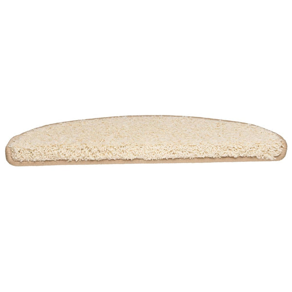vidaXL Stair Mats 15 pcs. 65x21x4 cm Cream Semi-circular Large