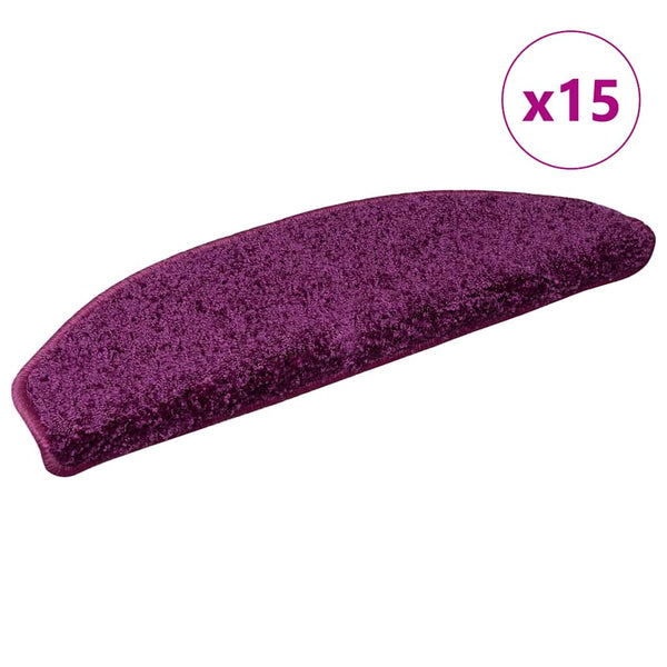vidaXL Stair Mats 15 pcs. 65x21x4 cm Violet Half Round Large