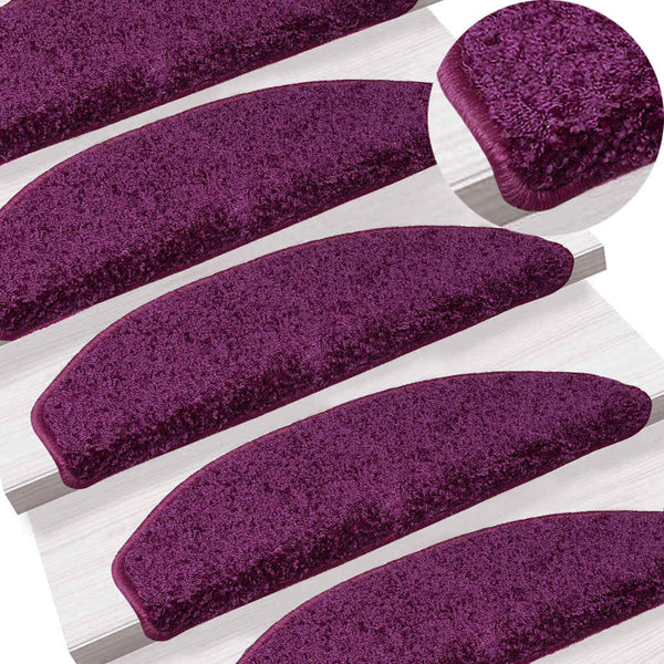 vidaXL Stair Mats 15 pcs. 65x21x4 cm Violet Half Round Large