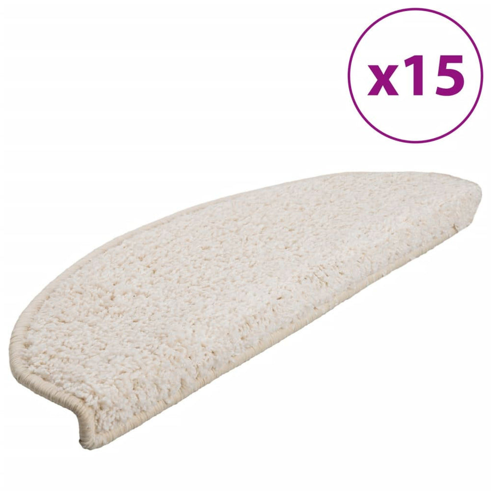 vidaXL Stair Mats 15 pcs. 65x21x4 cm White Semi-Circular Large