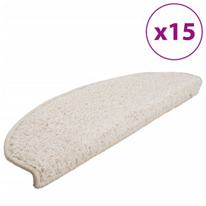 vidaXL Stair Mats 15 pcs. 65x21x4 cm White Semi-Circular Large