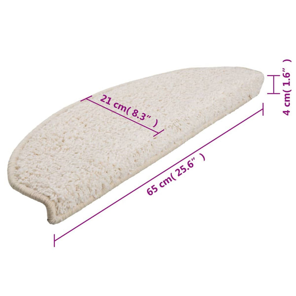 vidaXL Stair Mats 15 pcs. 65x21x4 cm White Semi-Circular Large