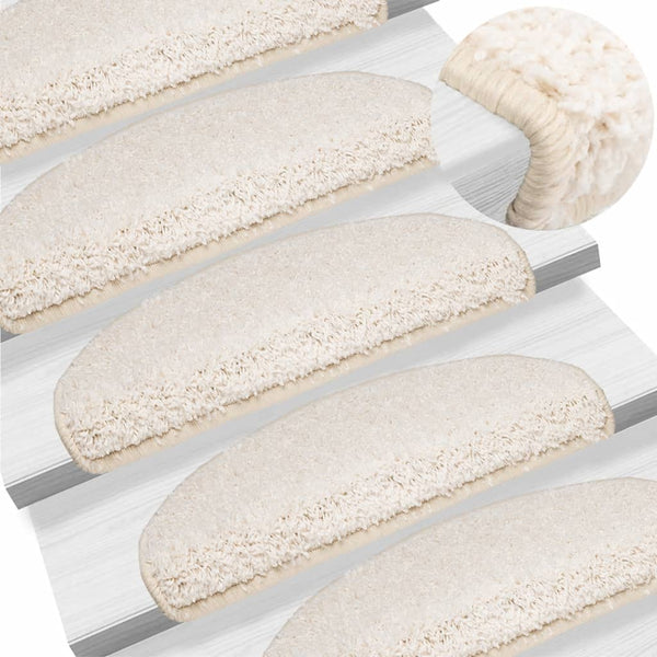 vidaXL Stair Mats 15 pcs. 65x21x4 cm White Semi-Circular Large