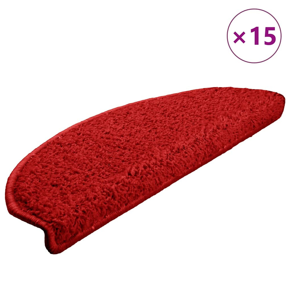 vidaXL Stair Mats 15 pcs. 65x21x4 cm Red Semi-Circular Large