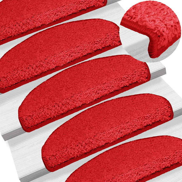 vidaXL Stair Mats 15 pcs. 65x21x4 cm Red Semi-Circular Large