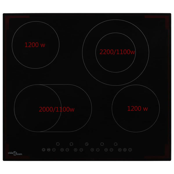 vidaXL Ceramic Hob with 4 Plates Touch Control 6600 W