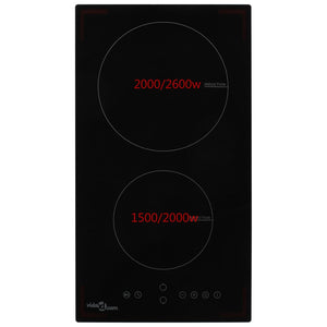 vidaXL Induction Cooktop with 2 Hobs Touch Control Glass 3500 W