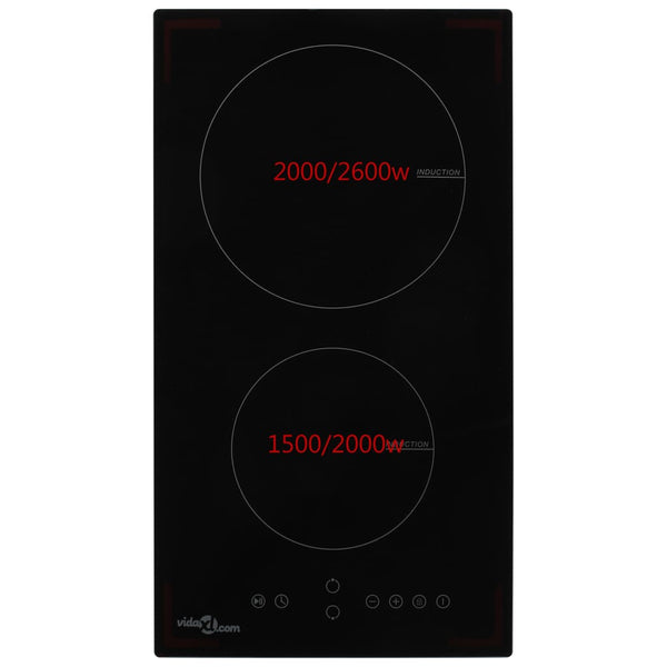 vidaXL Induction Cooktop with 2 Hobs Touch Control Glass 3500 W