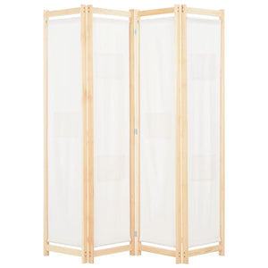 vidaXL 4-Panel Room Divider Cream White 160 x 170 x 4 cm Fabric