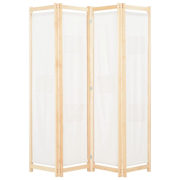 vidaXL 4-Panel Room Divider Cream White 160 x 170 x 4 cm Fabric