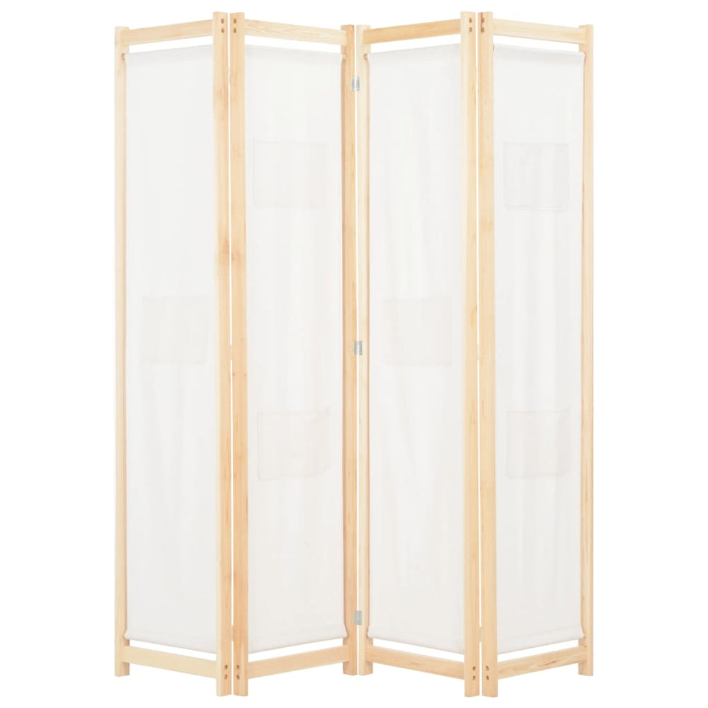 vidaXL 4-Panel Room Divider Cream White 160 x 170 x 4 cm Fabric