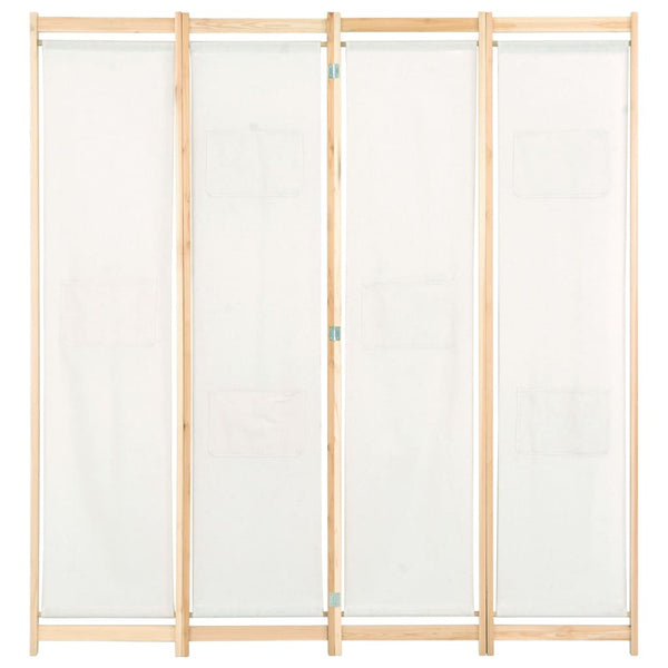 vidaXL 4-Panel Room Divider Cream White 160 x 170 x 4 cm Fabric