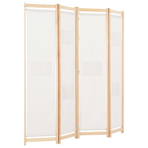 vidaXL 4-Panel Room Divider Cream White 160 x 170 x 4 cm Fabric