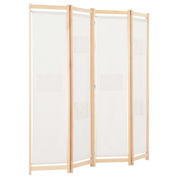 vidaXL 4-Panel Room Divider Cream White 160 x 170 x 4 cm Fabric