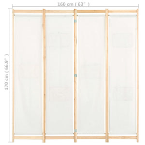 vidaXL 4-Panel Room Divider Cream White 160 x 170 x 4 cm Fabric
