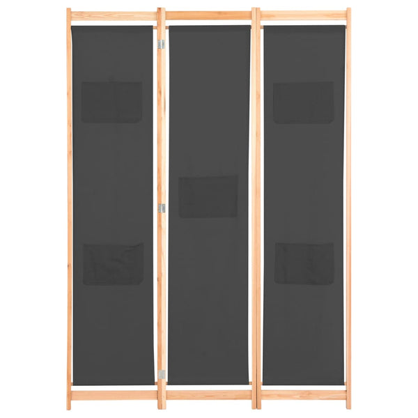 vidaXL 3-Panel Room Divider Grey 120 x 170 x 4 cm Fabric