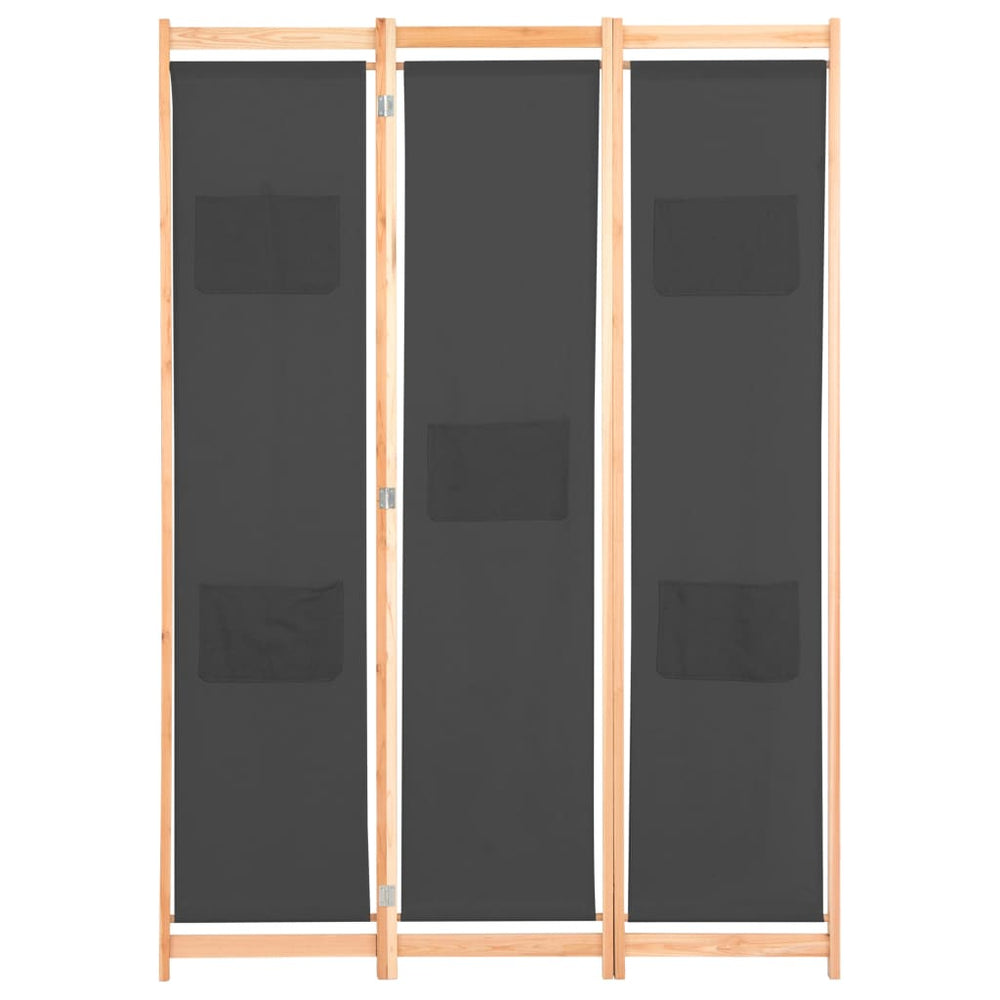 vidaXL 3-Panel Room Divider Grey 120 x 170 x 4 cm Fabric