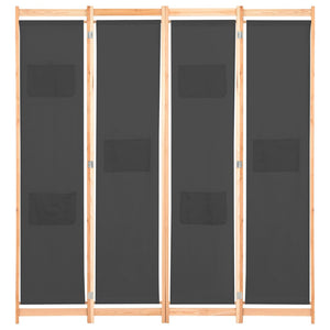 vidaXL 4-Panel Room Divider Grey 160 x 170 x 4 cm Fabric